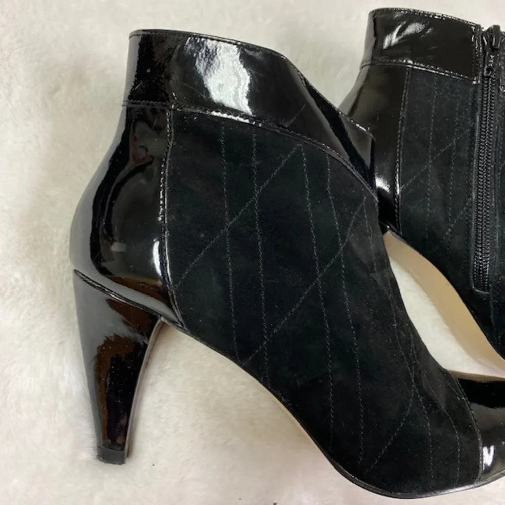 Franco Sarto‎ LAUGH Bootie Suede & Patent Leather Heels, size 8.5